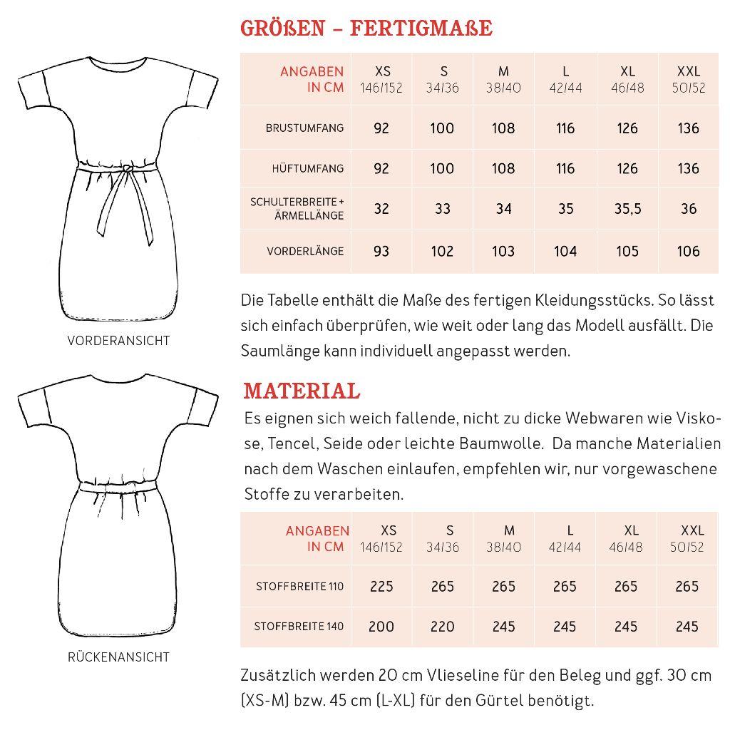 Papierschnittmuster Kleid Frau Meta XS-XXL